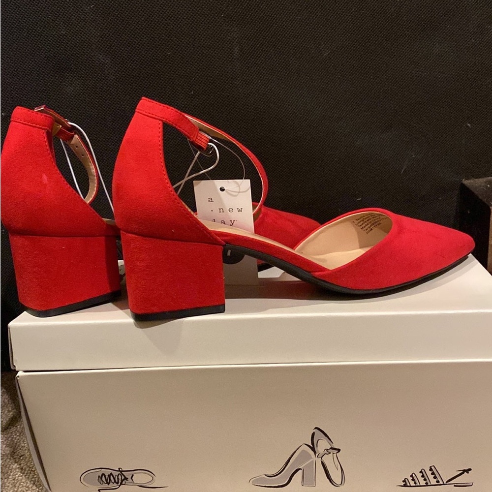 a new day short red block heels